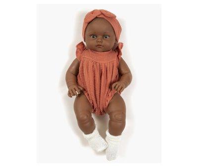 Les Bambinis Doll Agustine Dressed in Romper and Marsala Headband