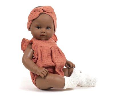 Les Bambinis Doll Agustine Dressed in Romper and Marsala Headband