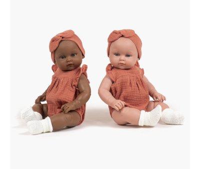 Les Bambinis Doll Agustine Dressed in Romper and Marsala Headband