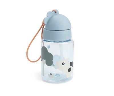 Botella Plstico con Pajita Tiny Farm Blue