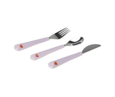 Set 3 Cubiertos Mango Silicona Happy Rascals Heart