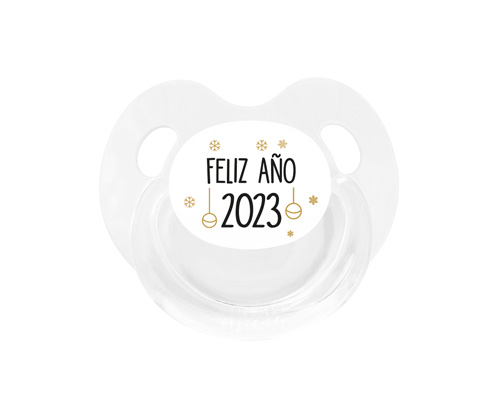Chupete Retro Blanco Feliz Ao 2023