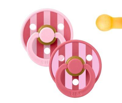 2 chupetas BIBS Studio Colour Round Block Baby Pink Coral Mix