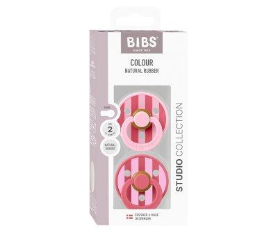 2 chupetas BIBS Studio Colour Round Block Baby Pink Coral Mix