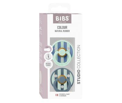 2 chupetas BIBS Studio Colour Round Block Nordic Mint Petrol Mix