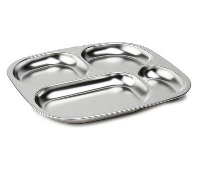Bandeja de ao inoxidvel com compartimentos