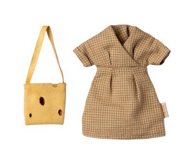 Topina Mamma con Vestito Marrone e Borsa