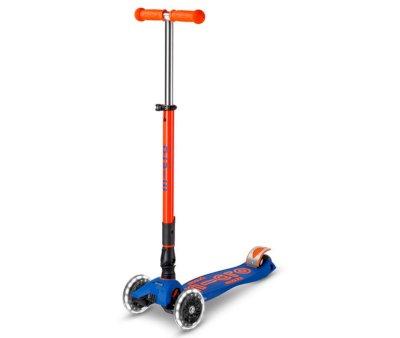 Patinete Maxi Deluxe Plegable Neon Led Azul / Naranja