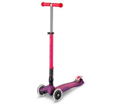 Patinete Maxi Deluxe Plegable Neon Led Lila / Rosa