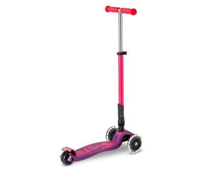 Patinete Maxi Deluxe Plegable Neon Led Lila / Rosa