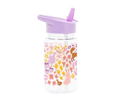 Botella Plstico con Pajita Flowers Garden 450 ml