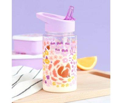 Botella Plstico con Pajita Flowers Garden 450 ml