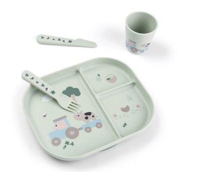 Set Vajilla con Ventosa Foodie Tiny Farm Green