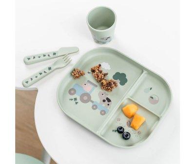 Set Vajilla con Ventosa Foodie Tiny Farm Green