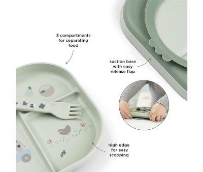 Set Vajilla con Ventosa Foodie Tiny Farm Green
