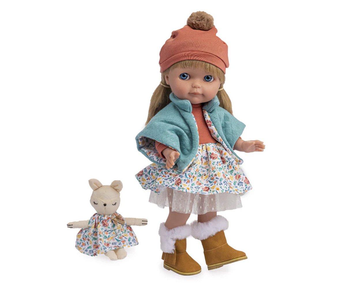 Mueca Chloe 38 cm con Ropa Floral y Conejito de Peluche