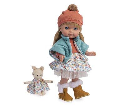 Mueca Chloe 38 cm con Ropa Floral y Conejito de Peluche
