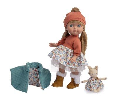 Mueca Chloe 38 cm con Ropa Floral y Conejito de Peluche