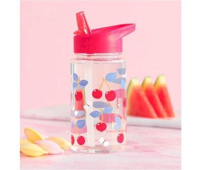 Botella Plstico con Pajita 450ml Cherries
