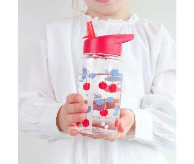 Botella Plstico con Pajita 450ml Cherries