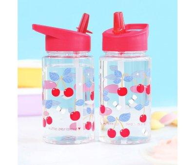 Botella Plstico con Pajita 450ml Cherries