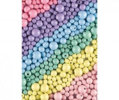 Perlas de Madera Jumbo Mix Pastel 1kg