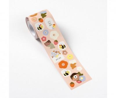 Rollo de Pegatinas Sticker Roll Flowers and Bees