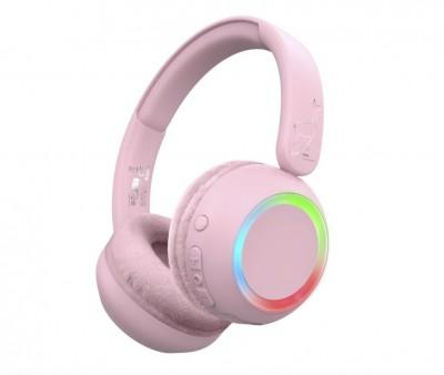 Cuffie Rosa Wireless con Luce Ambientale