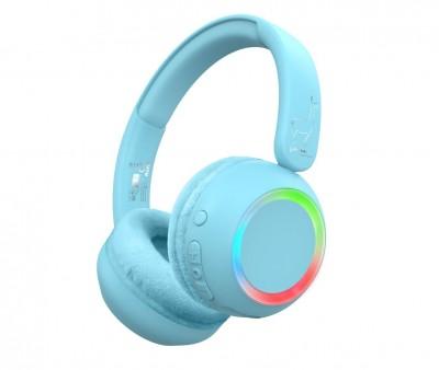 Cuffie Azzurre Wireless con Luce Ambientale