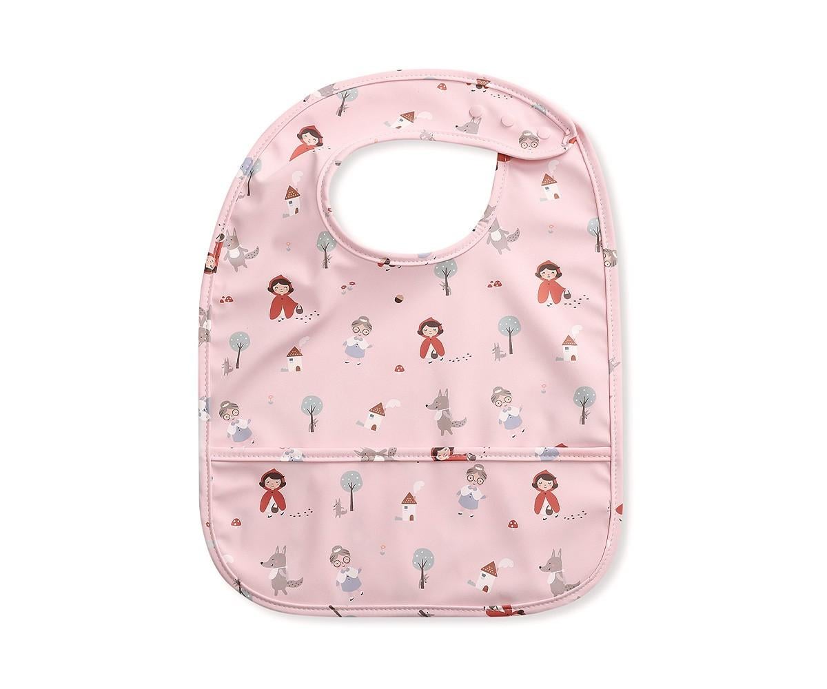 Blue Yellow Flannel Adult Bib With Snaps And Crumb Catcher