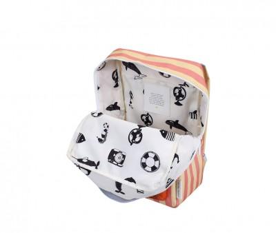 Mochila Escolar Mdio Personalizvel Wonders Stripes Coral Pink e Sandy Yellow