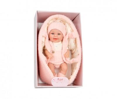 Boneca rosa Elegance Gadi com bolsa de transporte 
33 cm