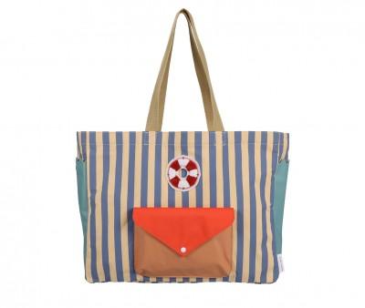 Bolso Shopper Stripes Blue Whale+Sandy Yellow Wonders of The Deep Sea