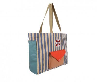 Bolso Shopper Stripes Blue Whale+Sandy Yellow Wonders of The Deep Sea