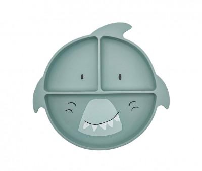 Prato de 3 compartimentos Silicone com ventosa Mr. Shark