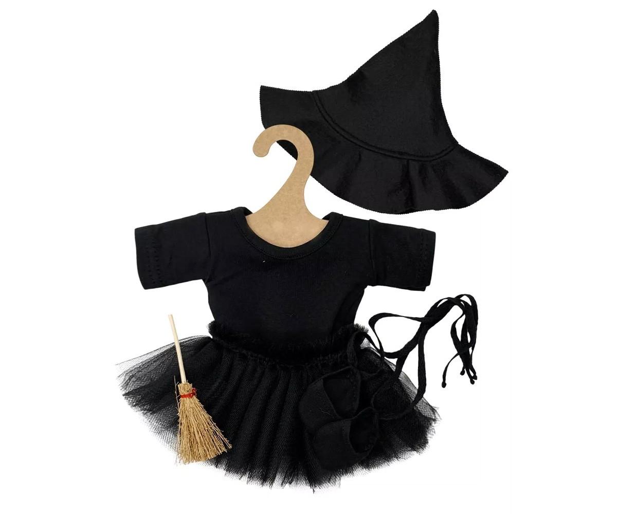 Costume Strega Bambina Completo Con Cappello E Scopa, Vestito Tutù Halloween Per Bambine, Set Magico Per Carnevale E Feste - 4