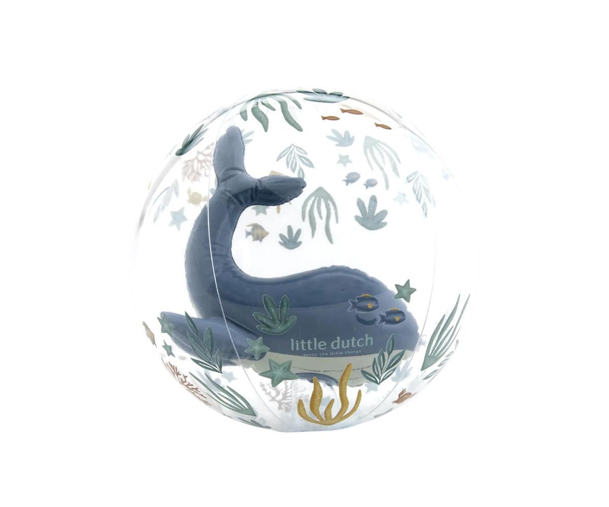 Little Dutch Pelota De Playa 3D Ocean Dreams – Ballena Gigante 35 Cm, Transparente Y Resistente Para Niños +24 Meses