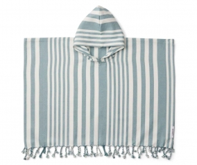 Poncho Roomie Stripe Sea Blue/Creme de la Creme