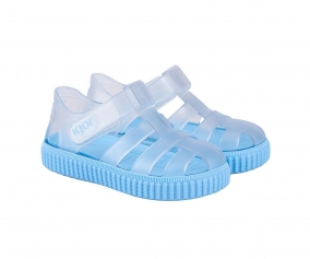 Cangrejeras Infantil Nico Velcro Cristal Transparente/Celeste