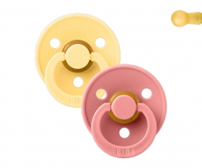 2 Chupetes BIBS Colour Round Pale Butter/Dusty Pink