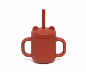 Tasse en silicone avec poignes et paille en argile