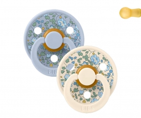 2 Sucettes BIBS Colour Round Liberty Eloise Dusty Blue Mix