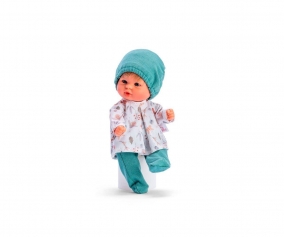 Boneca Bomboncn com camisa de caracis, leggings e Gorro verde 