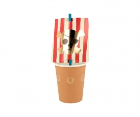 8 Vasos con Pajita Pirata