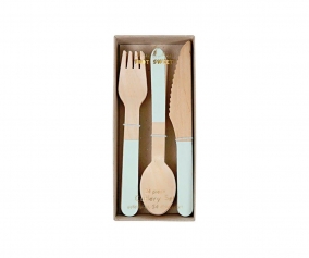 Set de 24 Cubiertos de Madera Menta