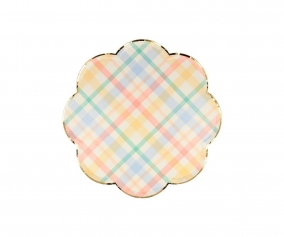 8 Platos Pequeos Plaid Pattern