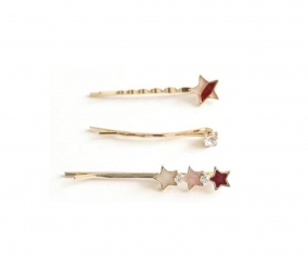 3 pingles  cheveux Pink Stars Trio 
