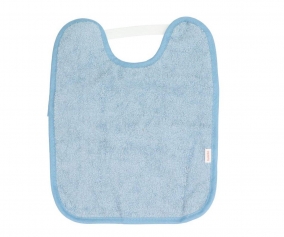 Bavoir en tissu ponge plastifi bleu vintage avec lastique