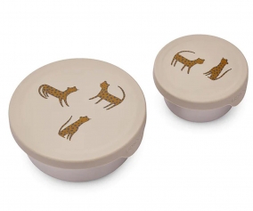 2 botes  lunch en acier Fiby Sandy Leopard 