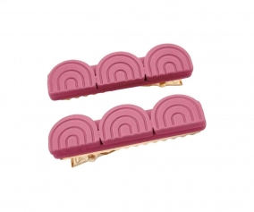 2 Clips de Pelo Tri Rainbow Mauve Rose